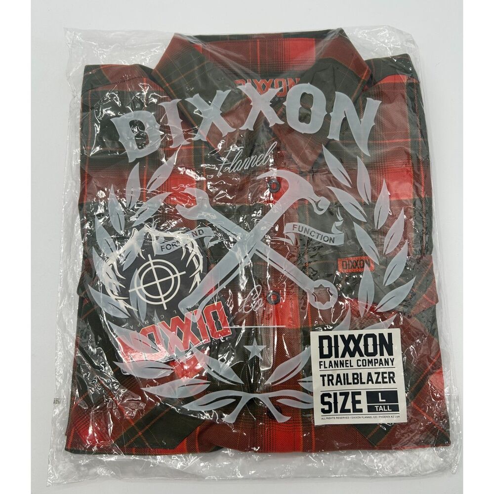 NWT DIXXON Flannel Trailblazer Men's Large Tall Plaid Snap Button Hunting Shirt